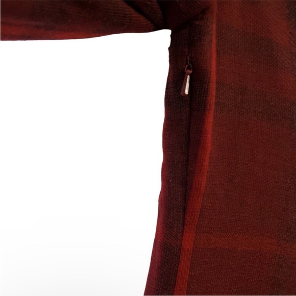 Burberry Brit Dress 6 Red Plaid Pencil Sheath Trench Wool Novacheck Nova Zip - Picture 11 of 15